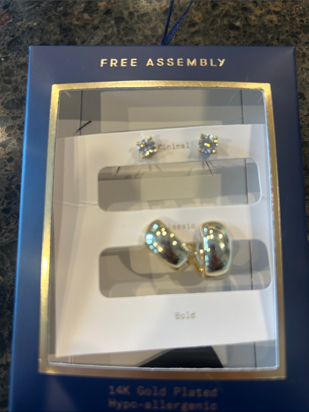 14K Gold-Plated Mixed Stud Earring Set – Sparkling Clear & Polished Gold